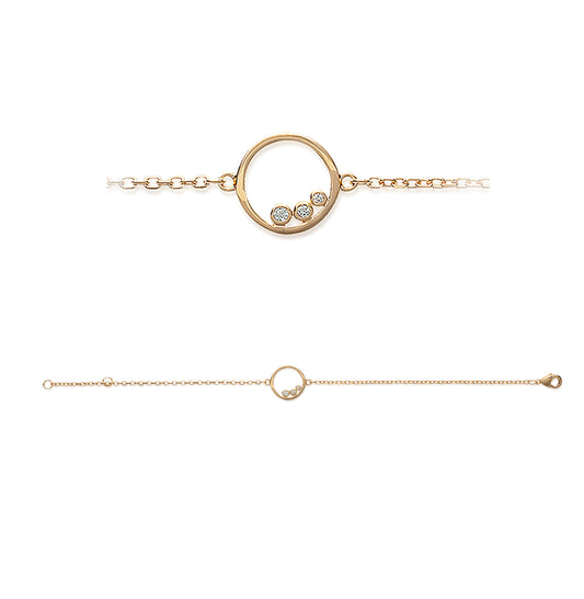 Bracelet Rond 3 Pierres Plaqué Or