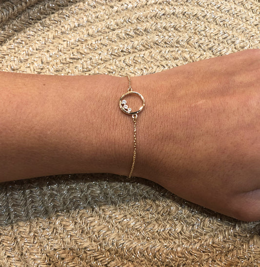 Bracelet Rond 3 Pierres Plaqué Or