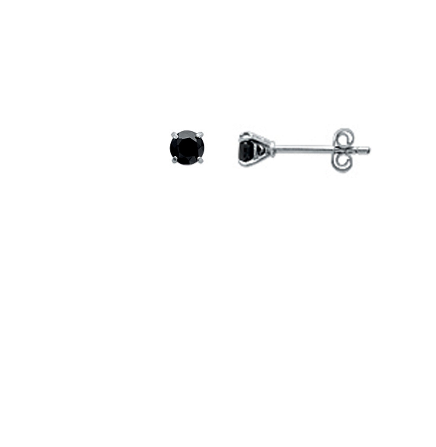 Puce Solitaire Noir Argent 925